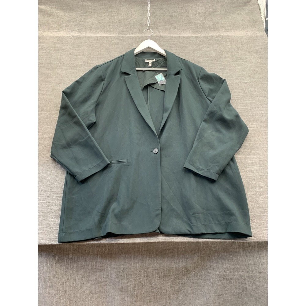 Maurices Boyfriend Blazer Jacket Womens 3X Green Single Breasted Notch Lapel‎